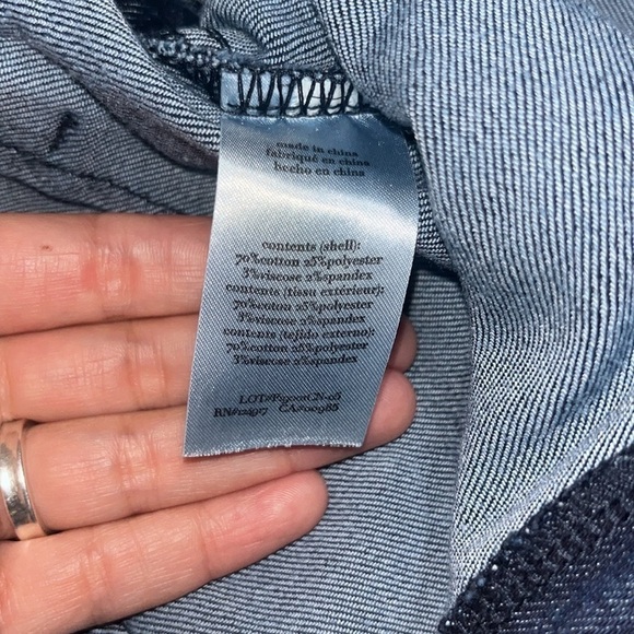 We Wore What Dark Wash Flare Denim Jumpsuit 70’s Boho Zip Up Collared XS - Picture 14 of 15